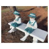 CONCRETE BOY AND GIRL STATUES, APPROX 25 IN TALL