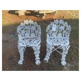 PAIR OF VINTAGE CAST IRON CHAIRS, 15 IN W X 26 IN