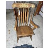 VINTAGE WOODEN ROCKING CHAIR WITH FRUIT DESIGN ON