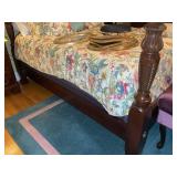 QUEEN SIZE WOODEN 4 POST WHEAT BED, HEADBOARD, FOO