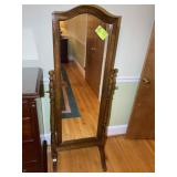 SWINGING FLOOR MIRROR, WOOD FRAME, 62 IN TALL