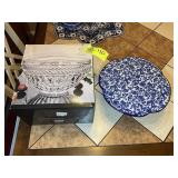 CAKE PLATE AND SHANNON CRYSTAL BOWL