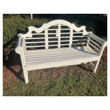 WHITE WOODEN BENCH, NEEDS REPAIR, 60 IN X 23 IN X