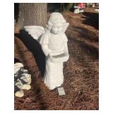 CONCRETE ANGEL STATUE 29 IN TALL AND RESIN GIRL ST