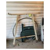 GROUP INCLUDING PLASTIC FOLDING PATIO TABLE AND CI