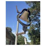 ANTIQUE CAST IRON BELL APPROX 10 IN TALL, TO BE RE