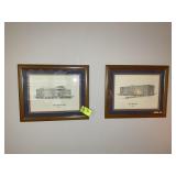 PAIR OF FRAMED PRINTS, ANGIER GRAMMER SCHOOL 1917