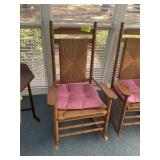 WOODEN ROCKER WITH WICKER SEAT AND BACK