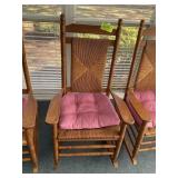 WOODEN ROCKER WITH WICKER SEAT AND BACK