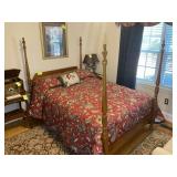 FULL SIZE 4 POST WOOD BED, HEADBOARD, FOOTBOARD, M