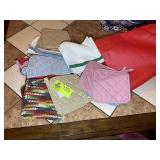 GROUP OF POT HOLDERS AND TOWELS