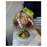 SAMLL BRASS COLOR TABLE LAMP, PLASTIC SHADE