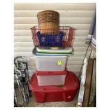 GROUP OF MISC TOTES, BASKETS WIRE/WICKER/PLASTIC