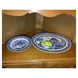 JOHNSON BROTHERS WILLOW PATTERN PLATTER AND BOWL