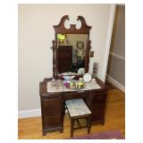 VINTAGE WOODEN 7 DRAWER VANITY, 44 IN X 18 IN X 73