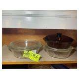 GROUP OF GLASS BAKING DISHES WITH LIDS