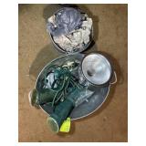 MISC GROUP INCLUDING SPOT LIGHTS, METAL BUCKETS, E