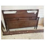 FULL SIZE WOOD BED, HEADBOARD, FOOTBOARD, SIDE RAI