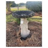 TWO PIECE CONCRETE BIRD BATH, APPROX 30 IN TALL, 2