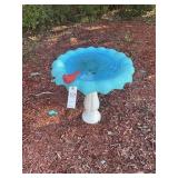 CONCRETE BIRD BATH, APPROX 24 IN TALL X 24 IN DIAM