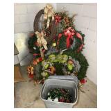 LARGE GROUP OF CHRISTMAS WREATHS AND STANDS