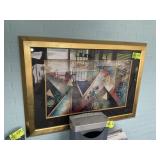 GOLD COLORED FRAMED PRINT 44 IN X 32 IN