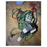 GROUP OF MISC EXTENSION CORDS, TIMERS, ETC