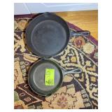PAIR OF CAST IRON FRYING PANS 8 IN AND 10.5 IN