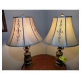 PAIR OF METAL TABLE LAMPS APPROXIMATELY 28 IN TALL