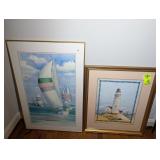 PAIR OF FRAME PRINTS SAILBOAT PRINT 24 IN X 36 IN,
