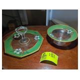 VINTAGE AND PAINTED CANDY DISH AND CUPCAKE DISH