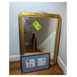 GOLD COLOR FRAME BEVELED EDGE HANGING MIRROR 19 IN
