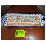 HAND-PAINTED CERAMIC TRAY APPROXIMATELY 17 IN LONG