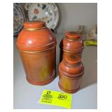 GROUP OF THREE METAL CANISTERS APPROXIMATELY 5 TO