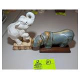 GROUP INCLUDING DECORATIVE ELEPHANT 7 AND 1/2 IN T