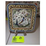 DECORATIVE HAND-PAINTED PLATE SIGNED PORTUGAL APPR