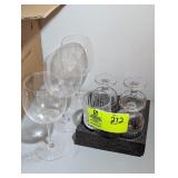 GROUP INCLUDING FOUR STEMMED WATER GOBLETS AND THR