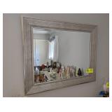 SILVER COLOR FRAMED BEVEL EDGE WALL MIRROR 35 IN X