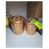 PAIR OF COPPER COLOR CANISTERS APPEAR TO BE VINTAG
