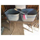 VINTAGE TWO GALVANIZED TUB WASHING MACHINE WITH ST