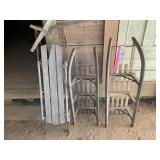 GROUP OF VINTAGE WOOD AND METAL SLEDS