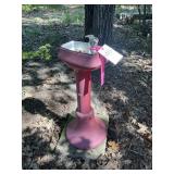 VINTAGE RED METAL WATER FOUNTAIN, APPROX 32 IN TAL