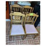GROUP OF 5 WOODEN UPHOLSTERED SEAT DINING CHAIRS,