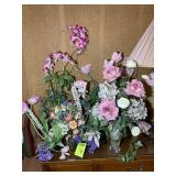 GROUP OF DECORATIVE FLORAL ARRANGEMENTS IN MISC VA