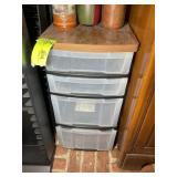 GROUP INCLUDING VHS TAPE HOLDERS, AND 4 DRAWER PLA