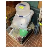 LARGE GROUP OF PLASTIC STORAGE CONTAINERS, SOME RU