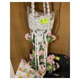 GROUP OF 3 HANGING PLANTER HOLDERS, ONE STILL IN P