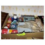BOX WITH MISC GRILLING ITEMS, SKEWERS, EZ FIRE SPR