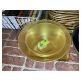 GROUP OF GOLD COLOR PLASTIC SERVING DISHES, BOWLS,