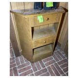 TWO DRAWER TWO SHELF WOODEN SIDE TABLE, 29 IN X 10